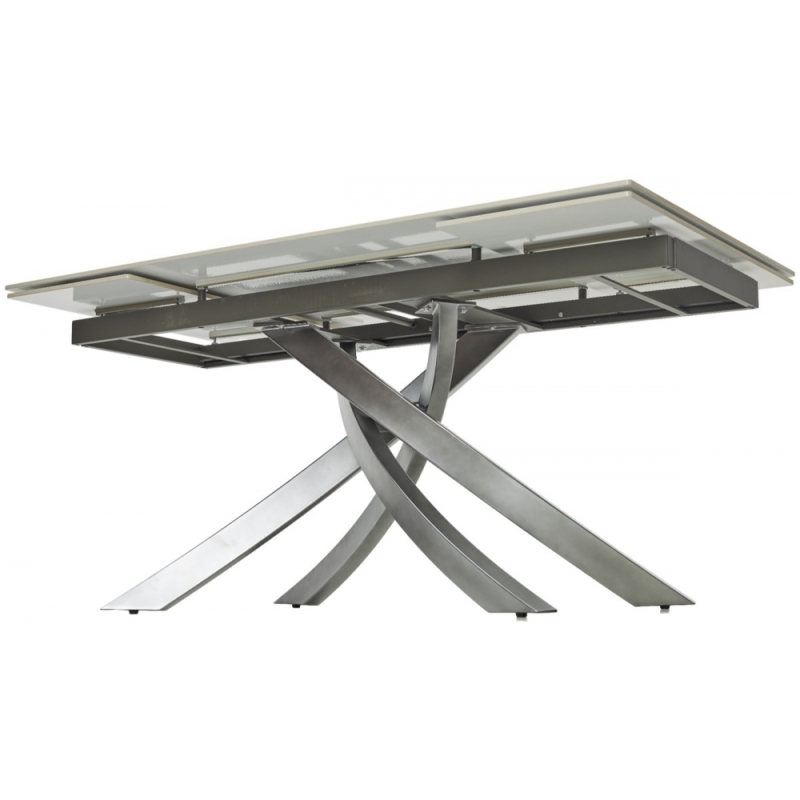 Керамический стол Estebio 160 gloss statuario white solid ceramic / серый металлик