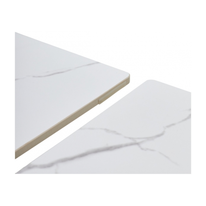 Керамический стол Estebio 160 gloss statuario white solid ceramic / серый металлик