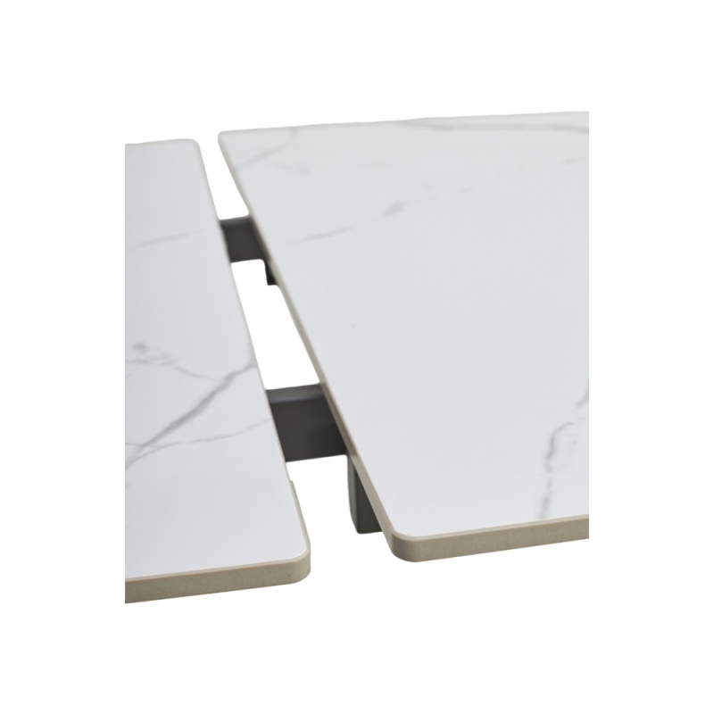 Керамический стол Estebio 160 gloss statuario white solid ceramic / серый металлик