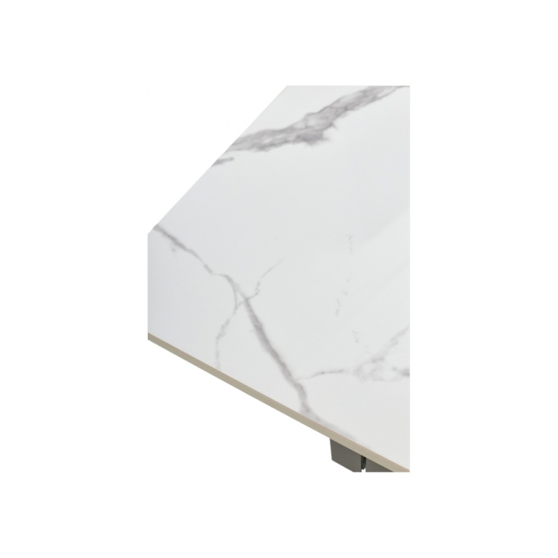 Керамический стол Estebio 160 gloss statuario white solid ceramic / серый металлик