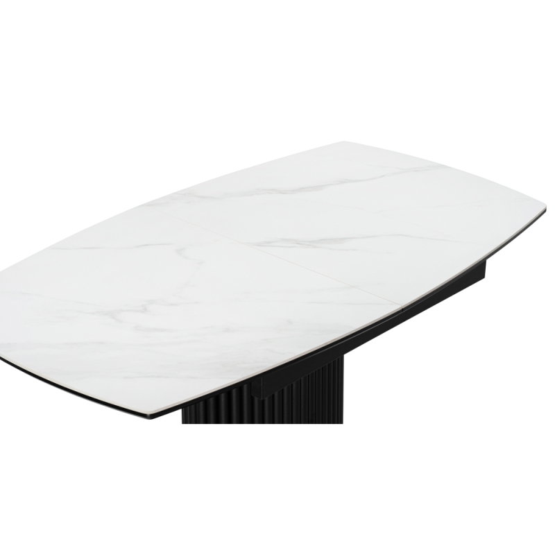 Керамический стол Фестер 140(180)х80х76 белый мрамор / черный