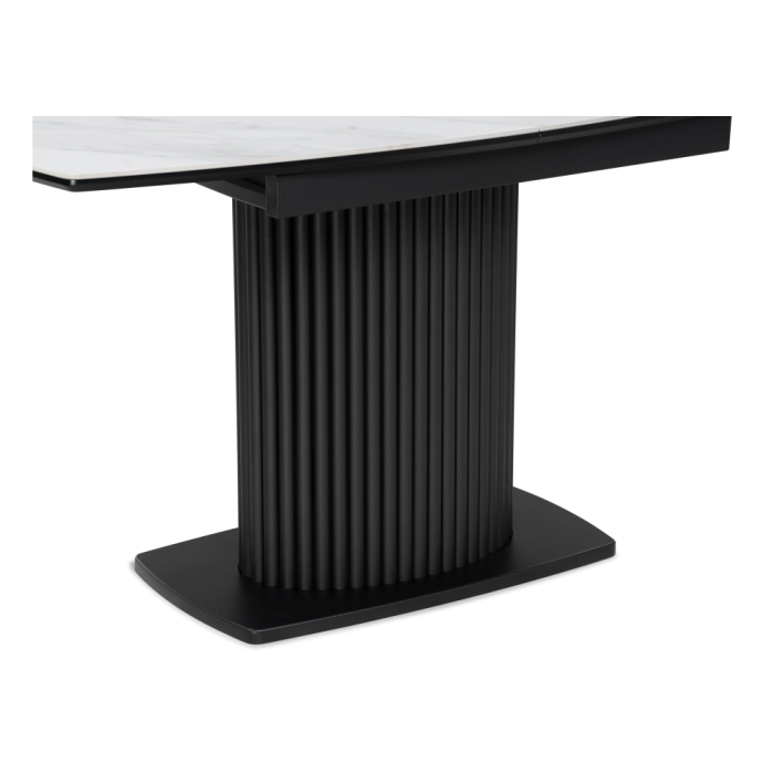 Керамический стол Фестер 160(205)х90х76 белый мрамор / черный