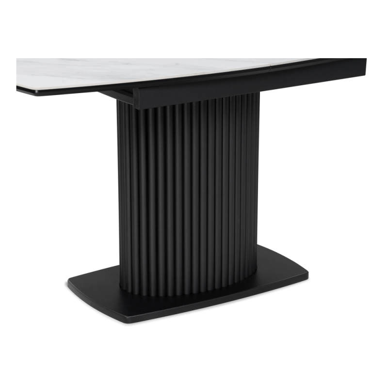 Керамический стол Фестер 160(205)х90х76 белый мрамор / черный