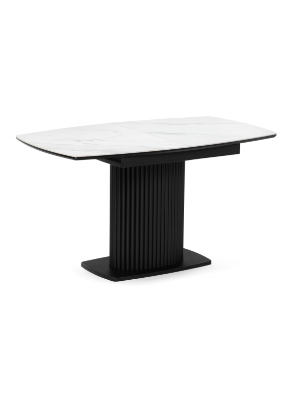 Керамический стол Фестер 160(205)х90х76 белый мрамор / черный