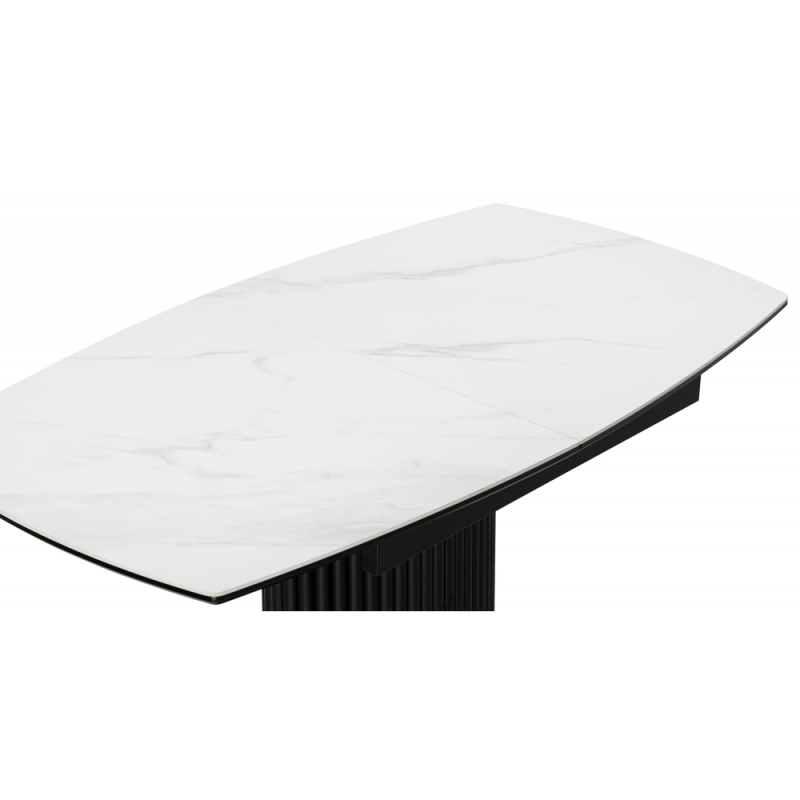 Керамический стол Фестер 160(205)х90х76 белый мрамор / черный