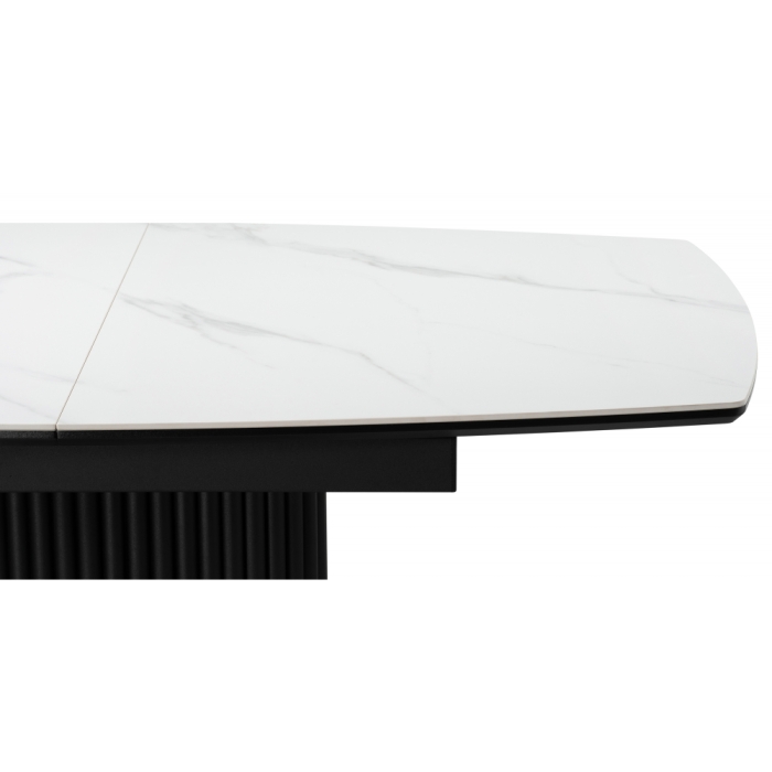 Керамический стол Фестер 160(205)х90х76 белый мрамор / черный