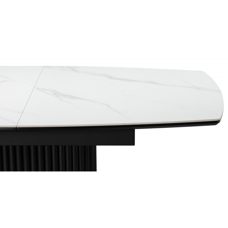 Керамический стол Фестер 160(205)х90х76 белый мрамор / черный
