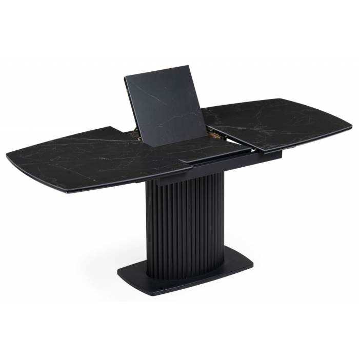 Керамический стол Фестер 160(205)х90х76 черный мрамор / черный
