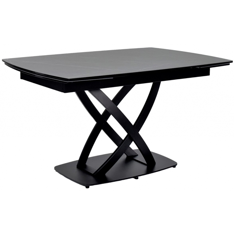 Керамический стол Foggia 140 итальянская керамика серый мрамор матовый KL-136 / черный