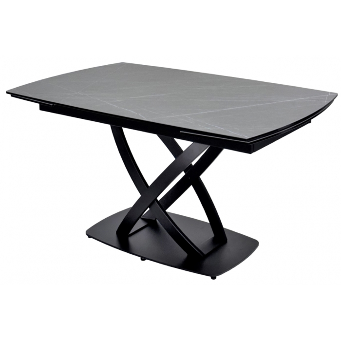 Керамический стол Foggia 140 итальянская керамика серый мрамор матовый KL-136 / черный