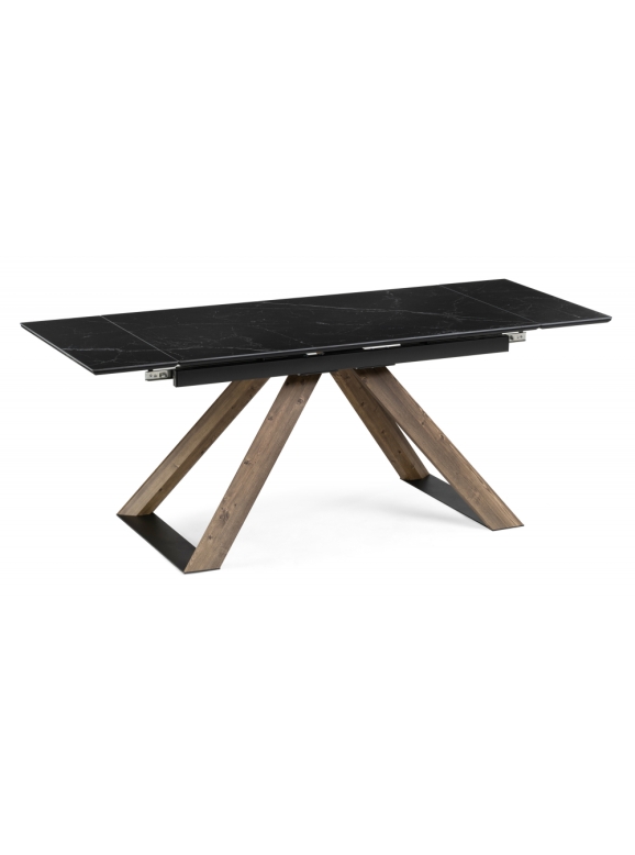 Керамический стол Гарднер 140(200)х80х76 черный мрамор / орех кантри