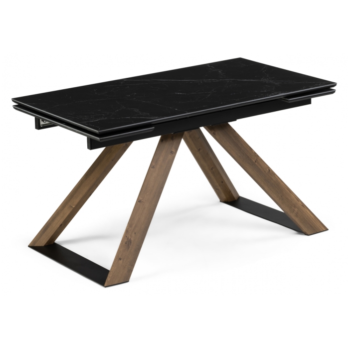 Керамический стол Гарднер 140(200)х80х76 черный мрамор / орех кантри