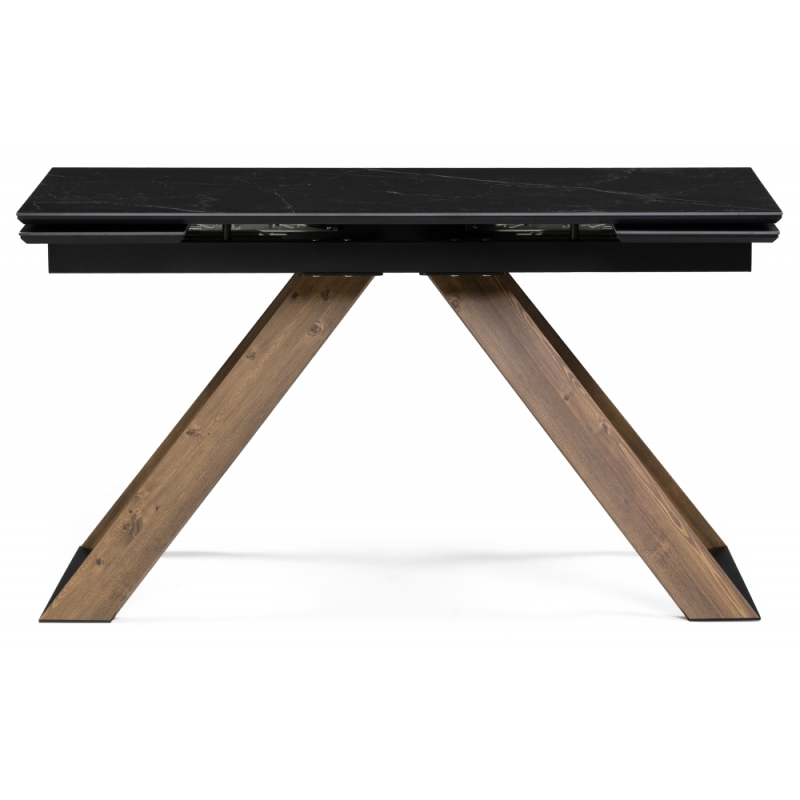 Керамический стол Гарднер 140(200)х80х76 черный мрамор / орех кантри