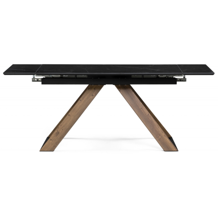 Керамический стол Гарднер 140(200)х80х76 черный мрамор / орех кантри