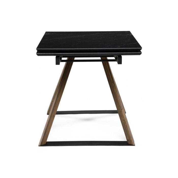 Керамический стол Гарднер 140(200)х80х76 черный мрамор / орех кантри