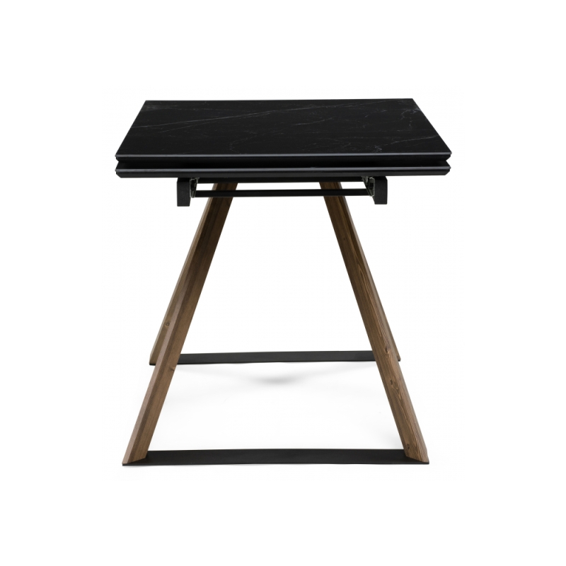 Керамический стол Гарднер 140(200)х80х76 черный мрамор / орех кантри