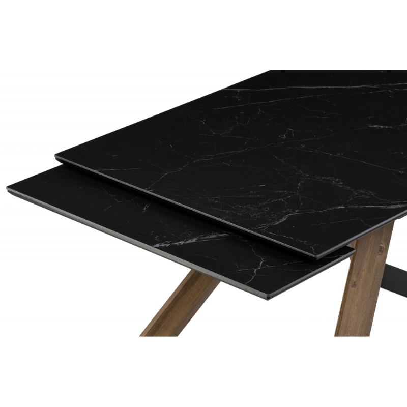 Керамический стол Гарднер 140(200)х80х76 черный мрамор / орех кантри