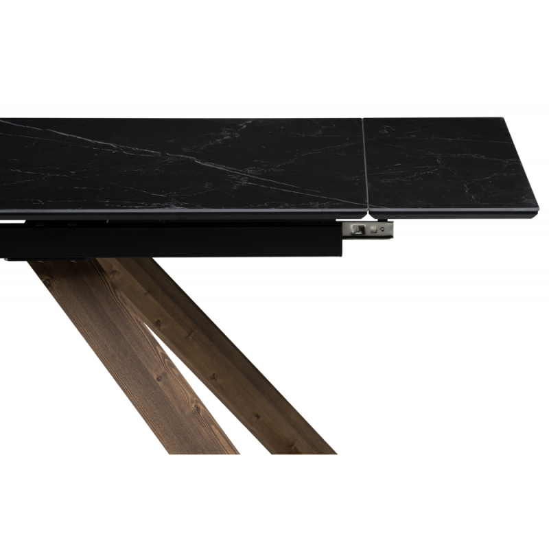 Керамический стол Гарднер 140(200)х80х76 черный мрамор / орех кантри