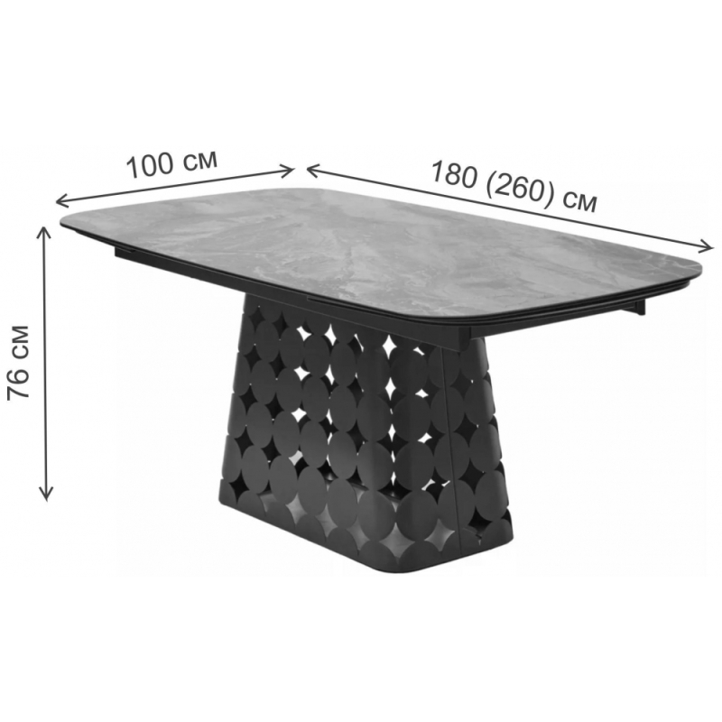 Керамический стол Magnus 180 итальянская керамика KL-80 серый мрамор / темно-серый