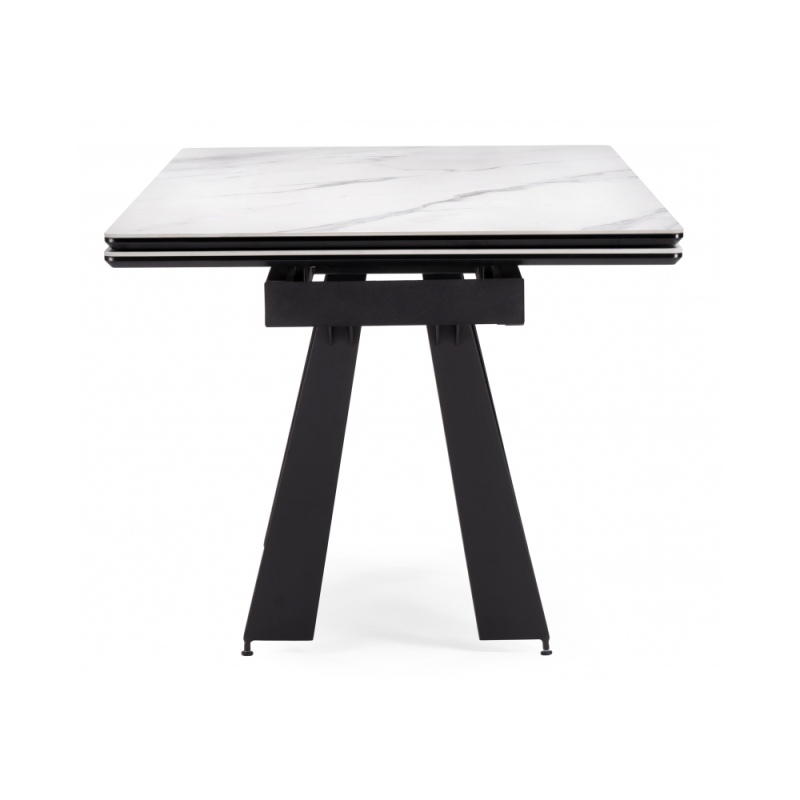 Керамический стол Марвин 160(220)х90х76 белый мрамор / черный