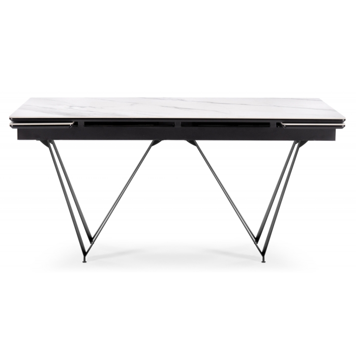 Керамический стол Марвин 160(220)х90х76 белый мрамор / черный