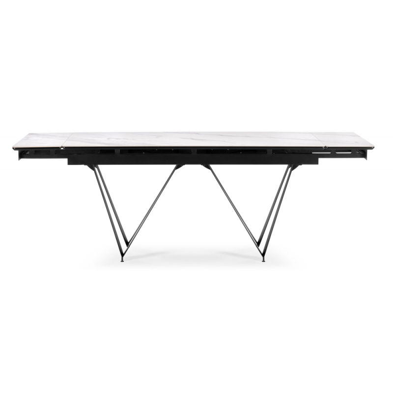 Керамический стол Марвин 160(220)х90х76 белый мрамор / черный