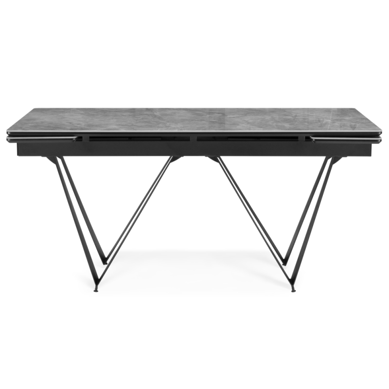 Керамический стол Марвин 160(220)х90х76 серый глянец / черный