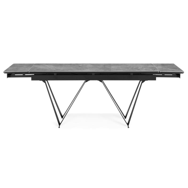 Керамический стол Марвин 160(220)х90х76 серый глянец / черный
