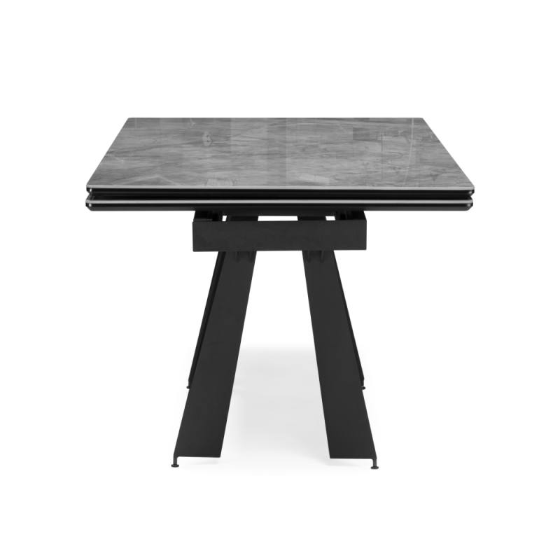 Керамический стол Марвин 160(220)х90х76 серый глянец / черный