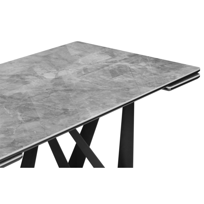 Керамический стол Марвин 160(220)х90х76 серый глянец / черный