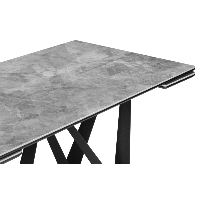 Керамический стол Марвин 160(220)х90х76 серый глянец / черный
