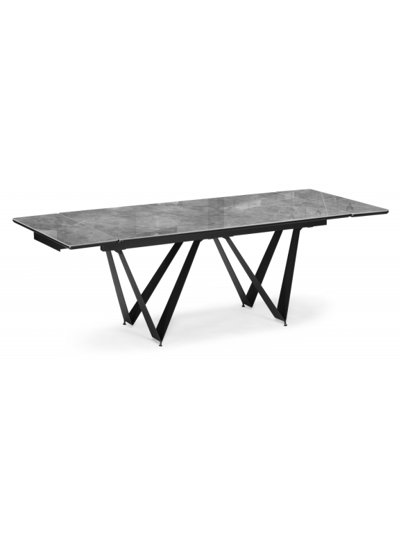 Керамический стол Марвин 160(220)х90х76 серый глянец / черный