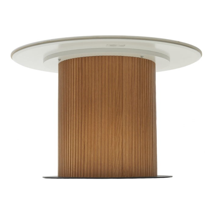 Керамический стол Mesa D120 белый мрамор M326 / oak