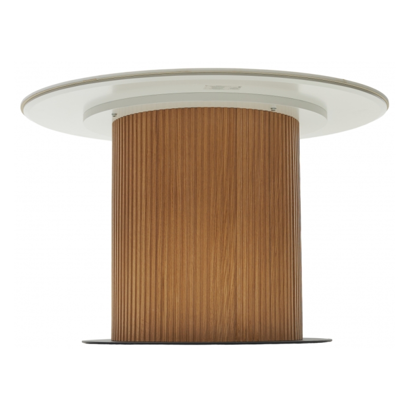 Керамический стол Mesa D120 белый мрамор M326 / oak