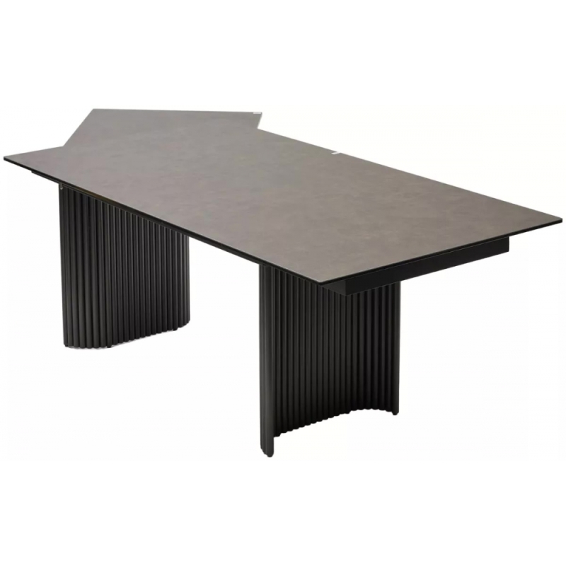 Керамический стол Ragnar 180 керамика 1697 коричневая кожа / темно-серый