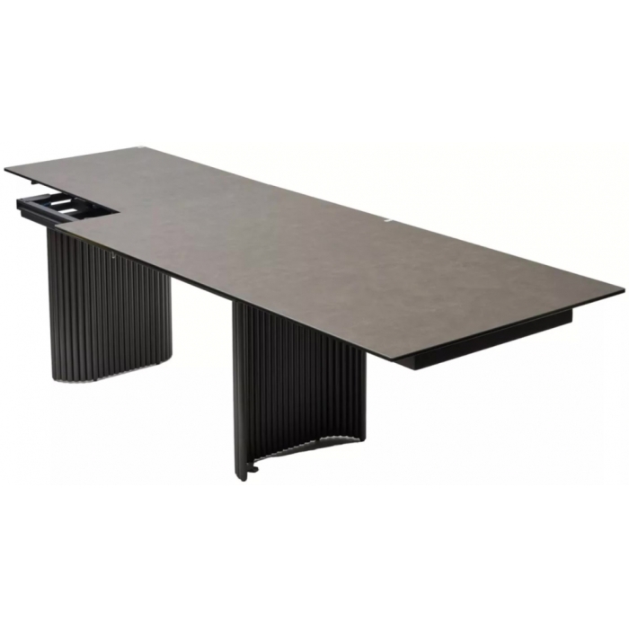 Керамический стол Ragnar 180 керамика 1697 коричневая кожа / темно-серый