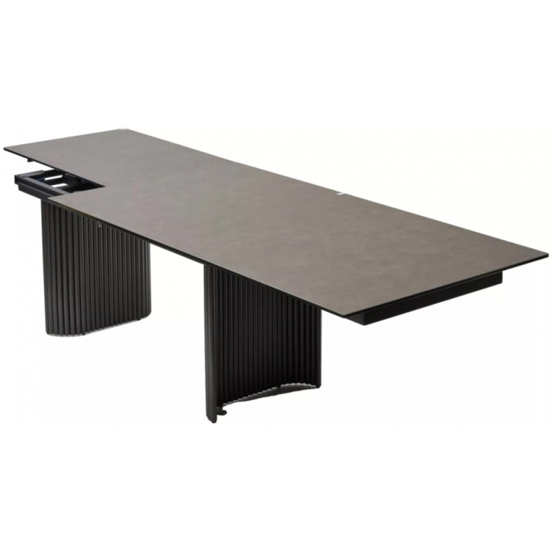 Керамический стол Ragnar 180 керамика 1697 коричневая кожа / темно-серый