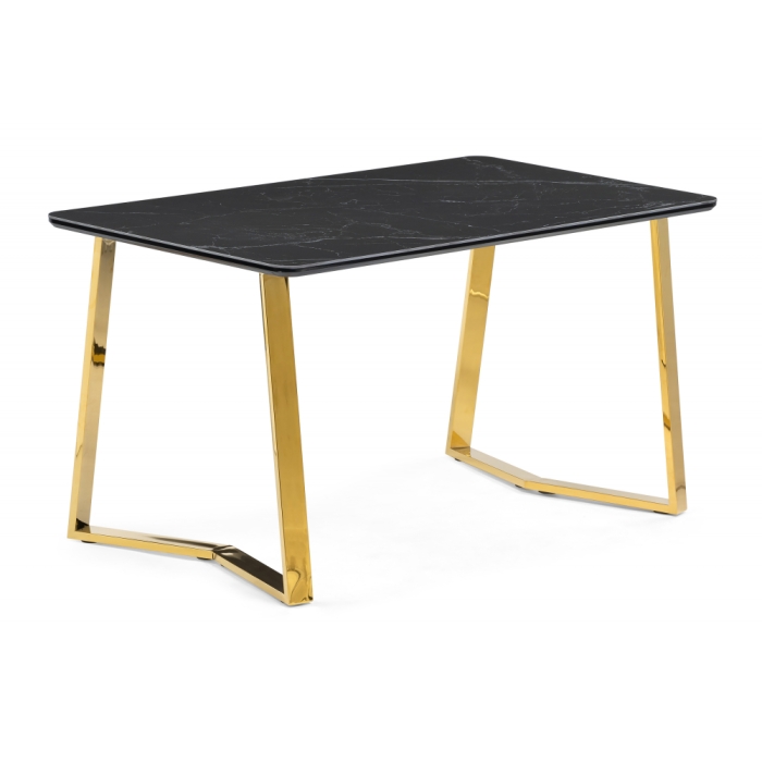 Керамический стол Селена 1 140х80 черный мрамор / золото