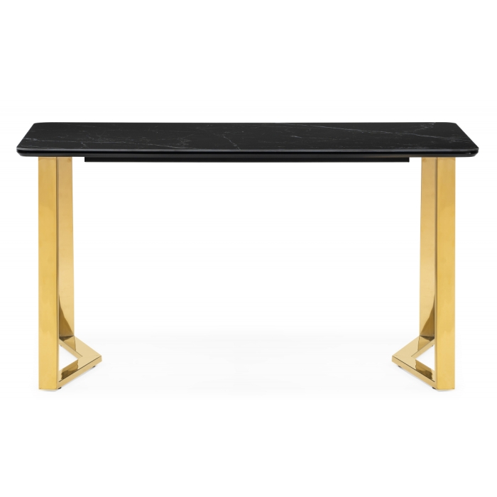 Керамический стол Селена 1 140х80 черный мрамор / золото