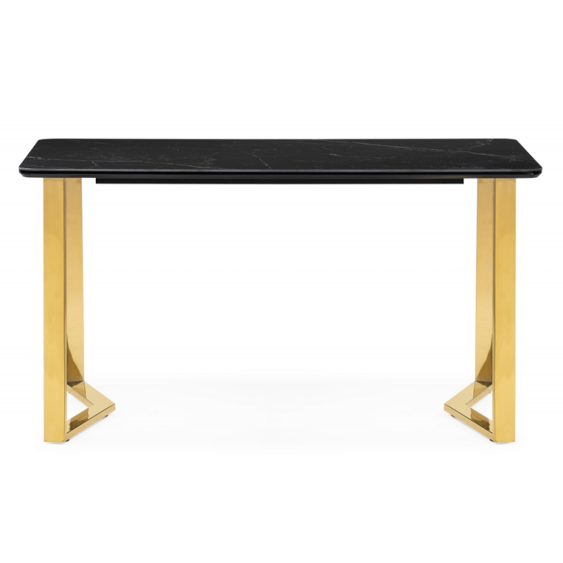Керамический стол Селена 1 140х80 черный мрамор / золото