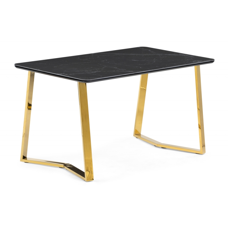 Керамический стол Селена 1 160х90 черный мрамор / золото