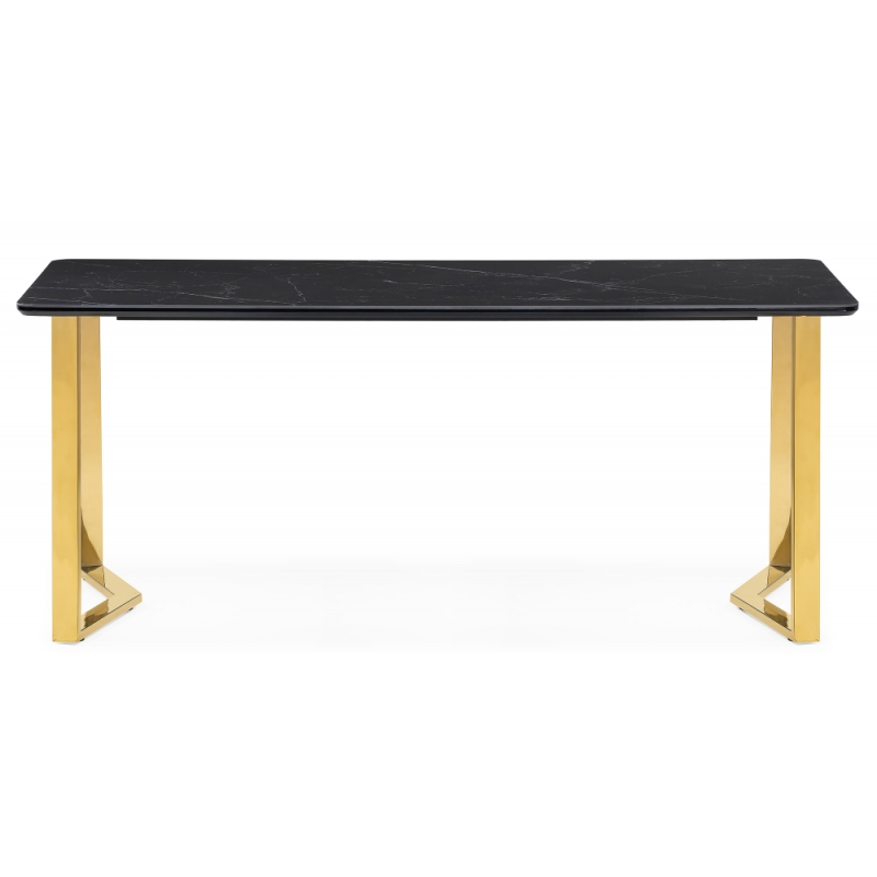 Керамический стол Селена 1 180х90 черный мрамор / золото