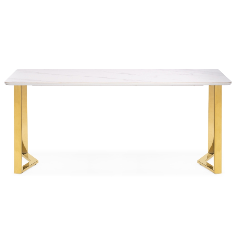 Керамический стол Селена 1 180х90х77 белый мрамор / золото