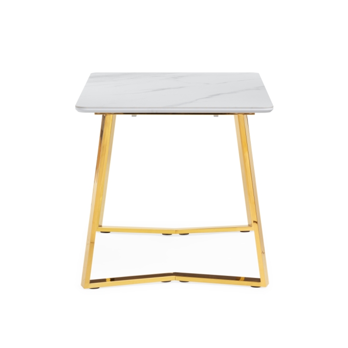 Керамический стол Селена 1 180х90х77 белый мрамор / золото