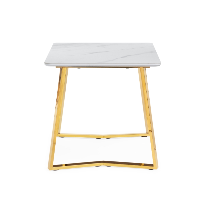 Керамический стол Селена 1 180х90х77 белый мрамор / золото