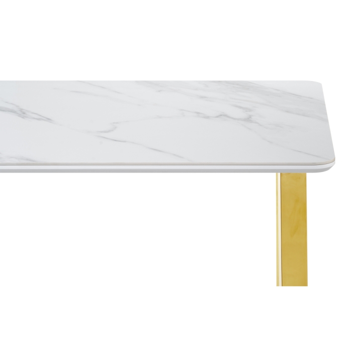 Керамический стол Селена 1 180х90х77 белый мрамор / золото
