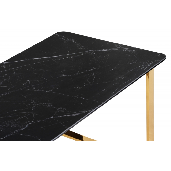 Керамический стол Селена 2 160х90 черный мрамор / золото