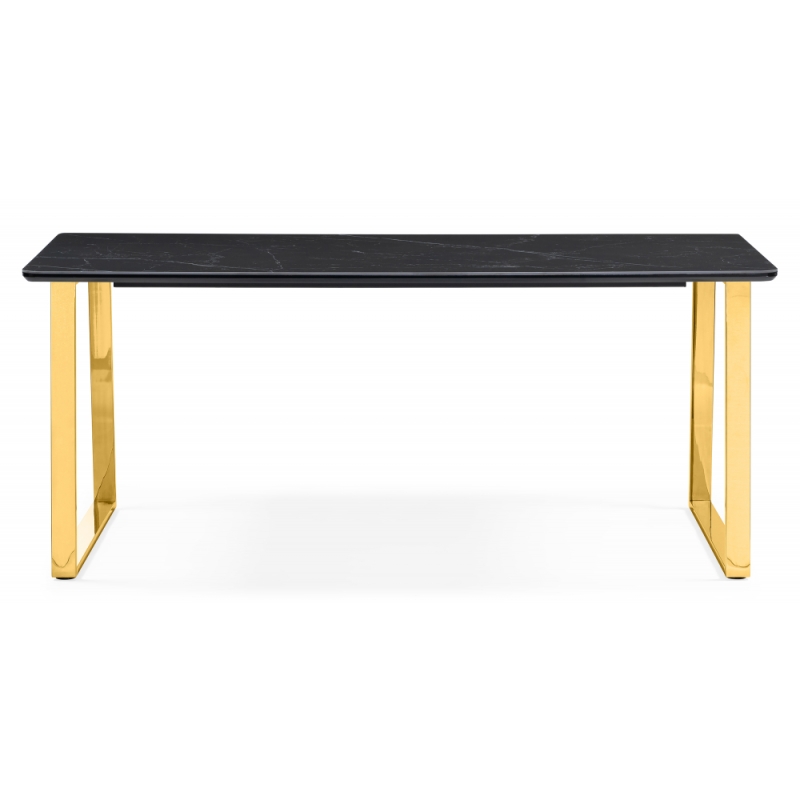 Керамический стол Селена 2 180х90 черный мрамор / золото