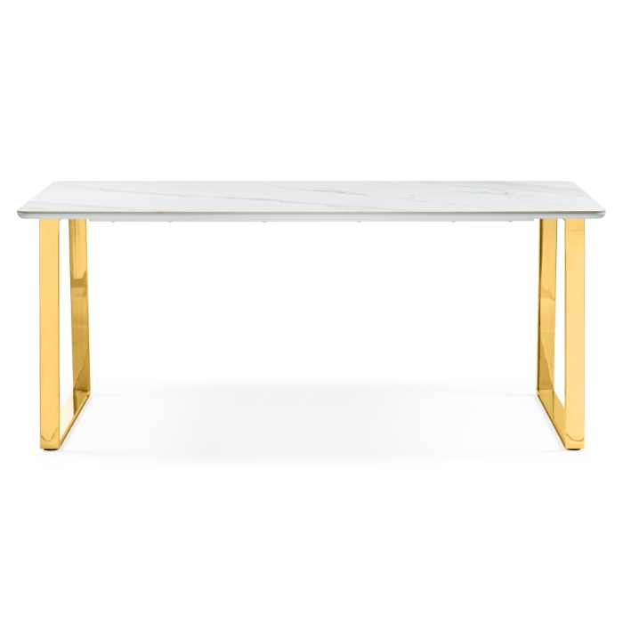 Керамический стол Селена 2 180х90х77 белый мрамор / золото