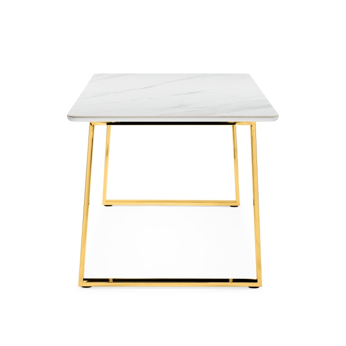 Керамический стол Селена 2 180х90х77 белый мрамор / золото
